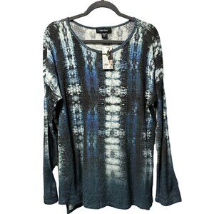 Karen Kane NWT size L blue cream tie dye super soft drop long sleeve top